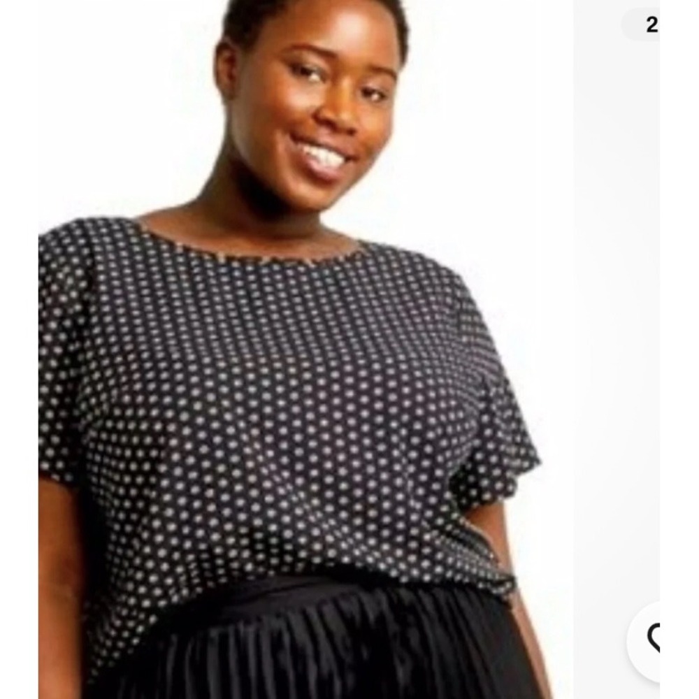Ava & Viv 3X Black White Polka Dot Tunic Top Short Sleeve Casual Blouse - Picture 2 of 10